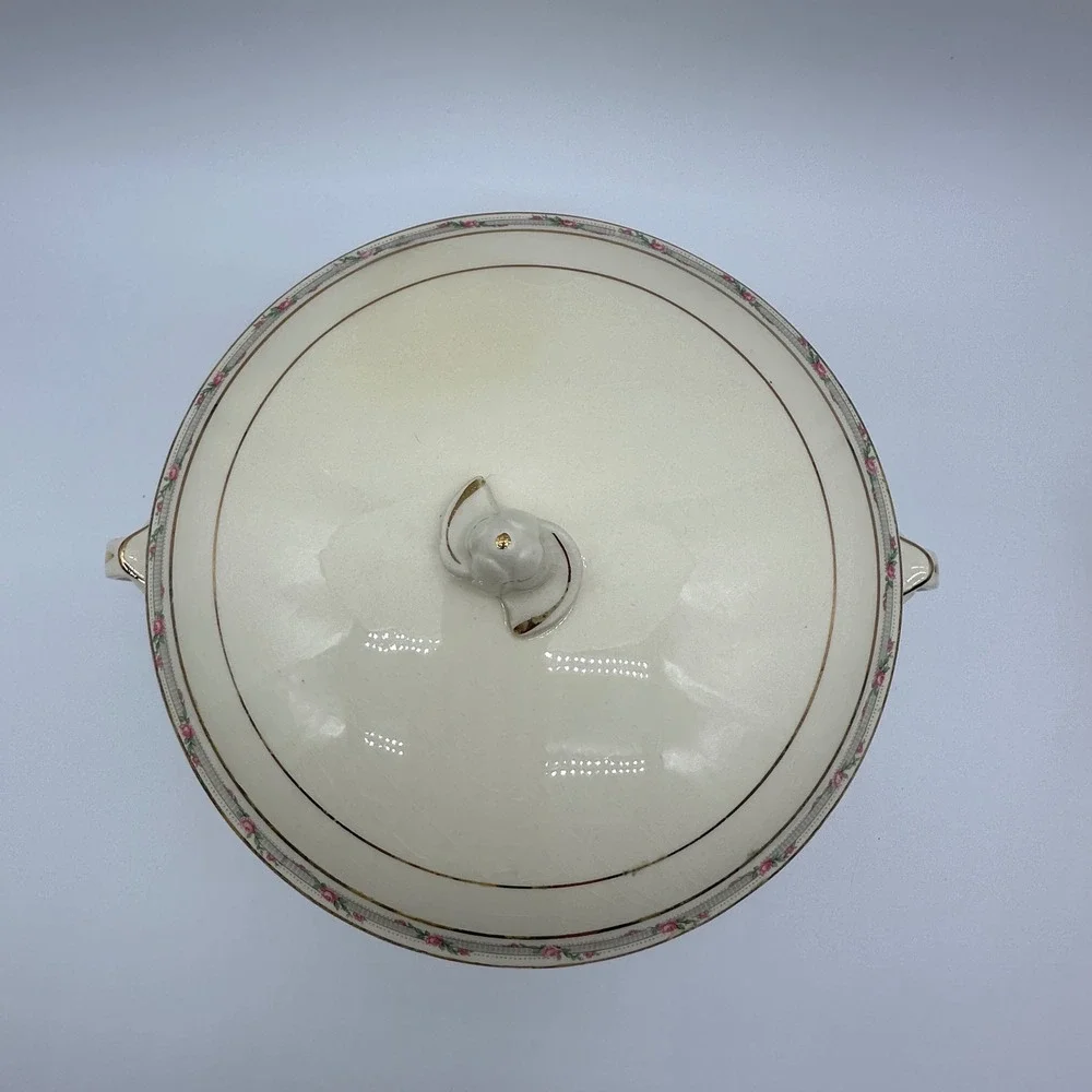 Taylor Smith Taylor Vintage Tureen Sugar Creamer Set Pink Rose Gold Gilt Cream